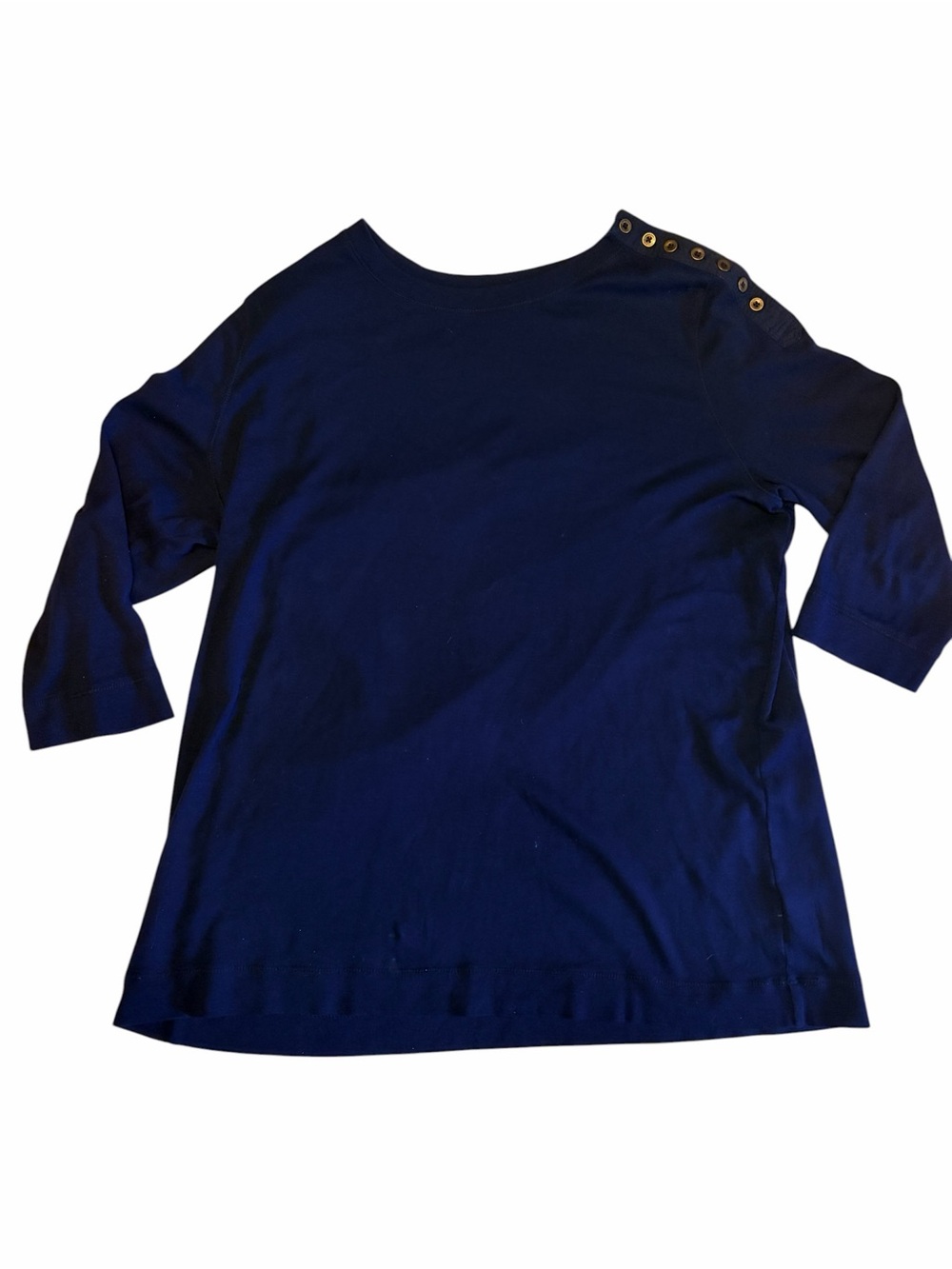Lauren Ralph Lauren 100% Cotton Navy Blue Top Shirt 1X Plus